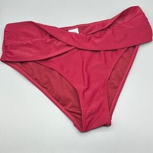 Shekini Wine Red Twist Front Bikini Bottoms Mid Waist Medium NWT Hipster